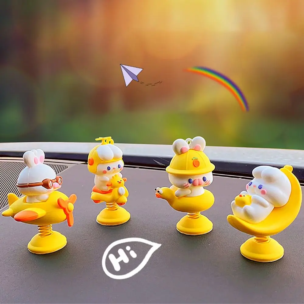 Fashin Cartoon Animal Dashboard Decoration Car Panel Shaking Head Car Ornament Doll PVC Spring Toys