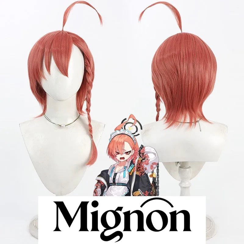 

Mignon Blue Archive Neru Cosplay Wig Simulated Scalp Braids Orange