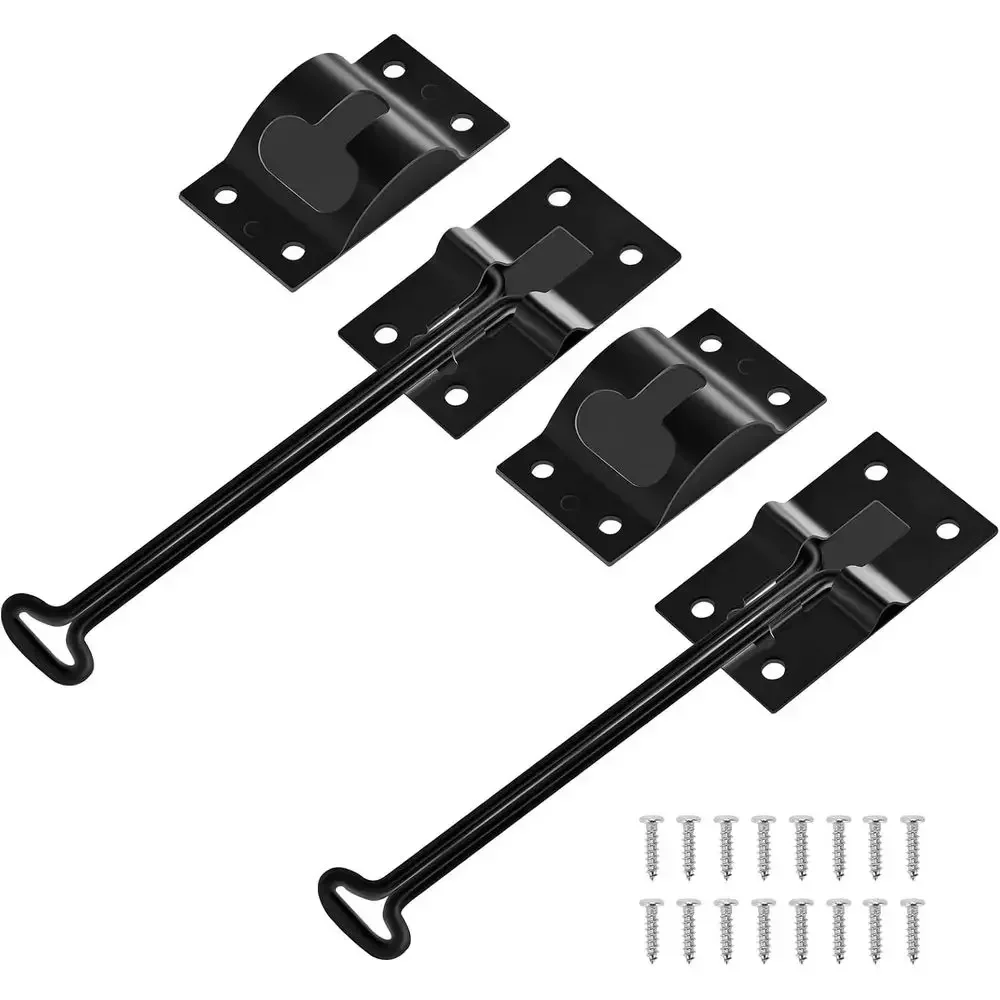 ESUDNT RV Door Holder with Silent Snap, Upgrade Noiseless Black Metal Camper Door Holder Trailer Door Latch, Catch T-Style Door