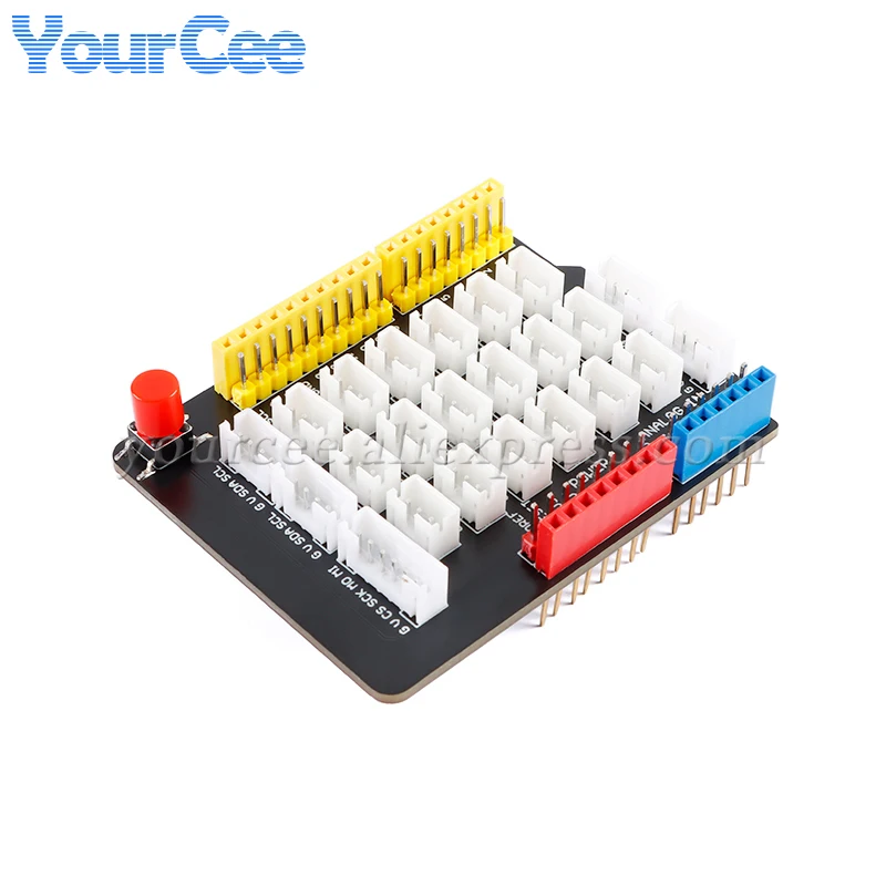 Sensor Shield Adapter Plate Expansion Board Module For Arduino UNO R3 with Reset Button IIC I2C UART PH2.0 Port  DIY Electronic