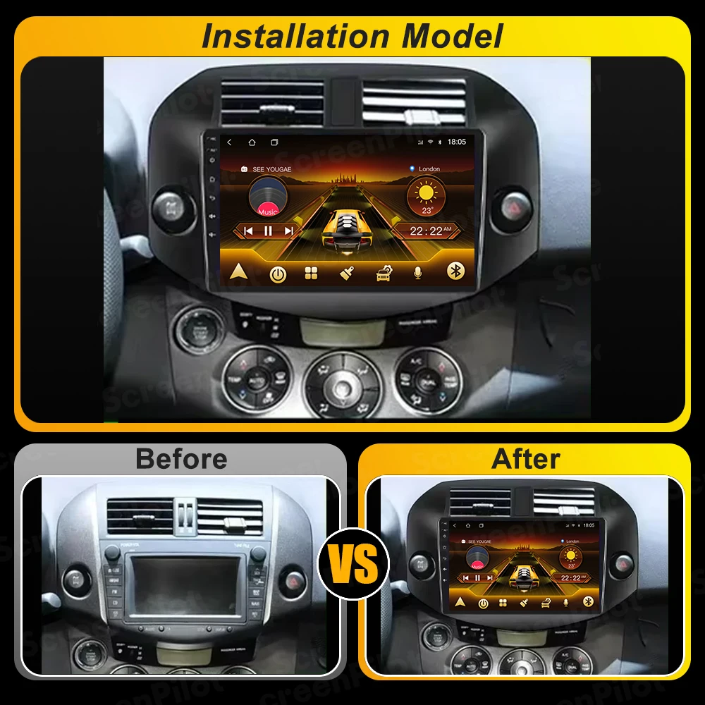 أندرويد 15 لتويوتا RAV4 3 XA30 2005 - 2013 وحدة رأس ستيريو مشغل فيديو الوسائط المتعددة نظام تحديد المواقع والملاحة بلوتوث 8 كور واي فاي 5G #4