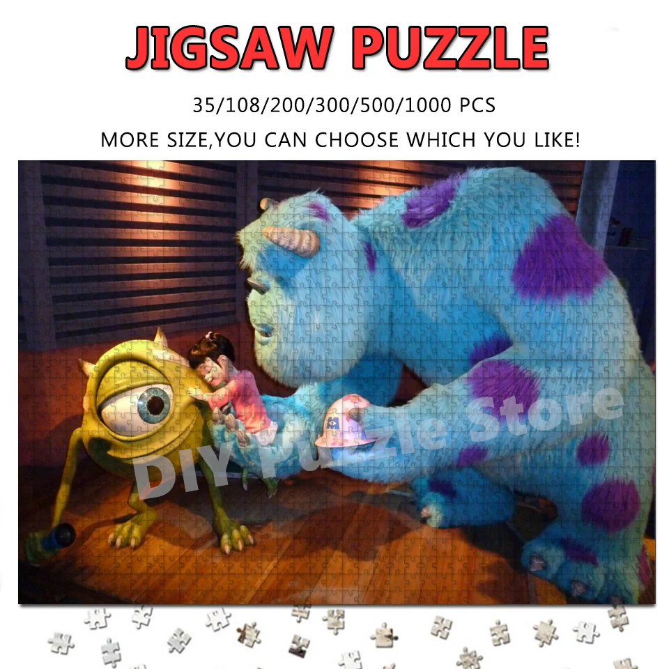 

Disney Cartoon Movies Monsters Inc Print Puzzle 108/200/300/500/1000/1500Pcs Jigsaw Puzzles for Family Stress Relief Toys