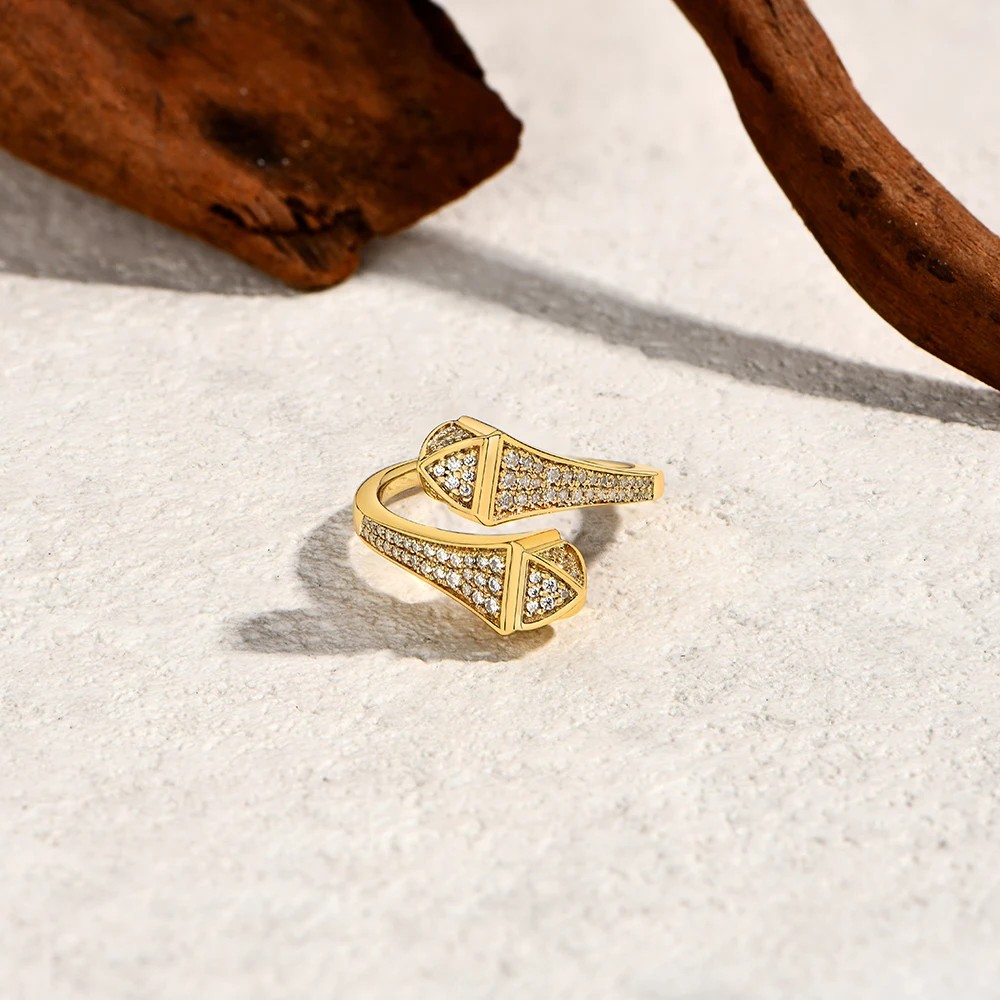 ATTAGEMS Double Snake S925 Silver Moissanite Rings Women Men Lab Diamond Adjustable Ring 18KGold Plated Luxury Jewelry for Party