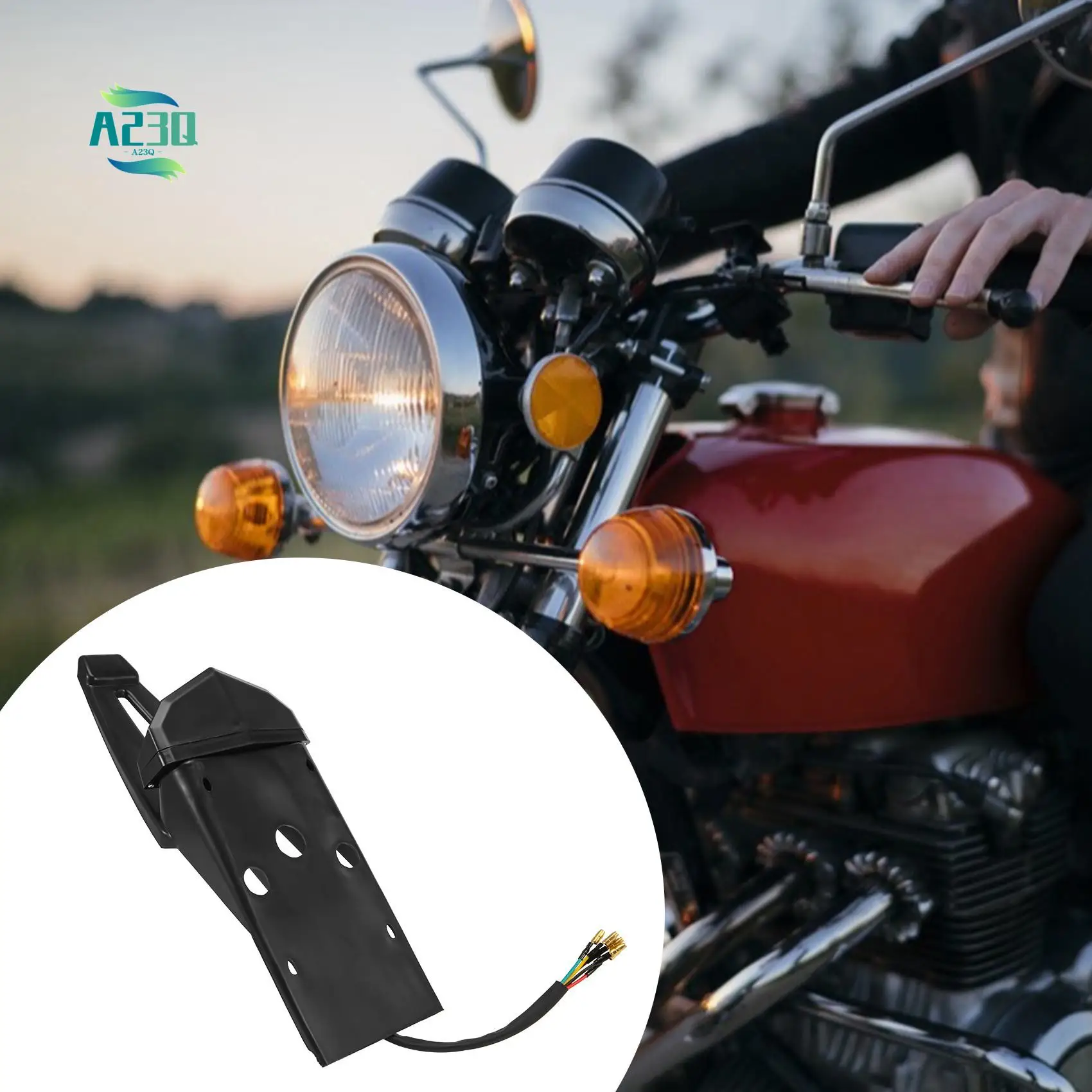 

A23Q-Motorcycle Rear Fender Brake Tail Light License Plate Lamps Dirt Bike