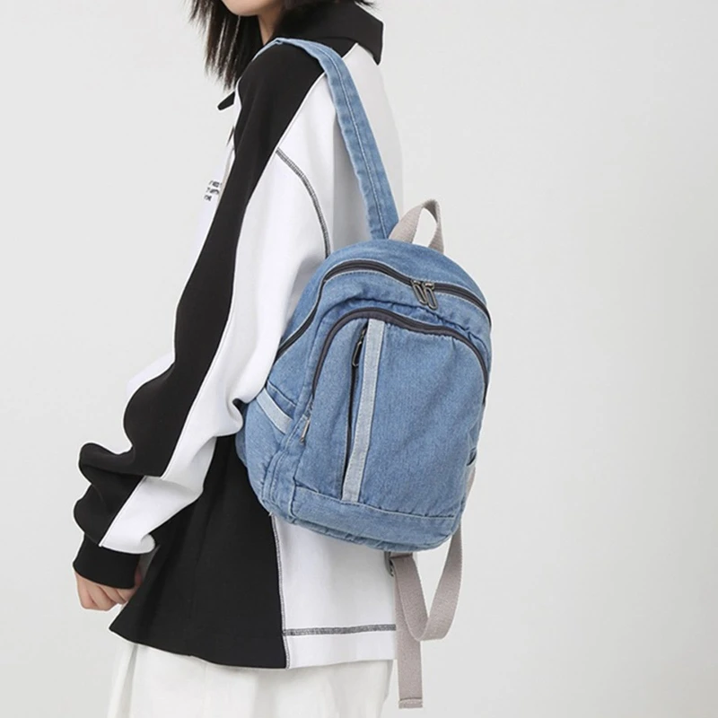 

Exquisite Blue Jean Backpack Rucksack Schoolbag Denim Daypack for University