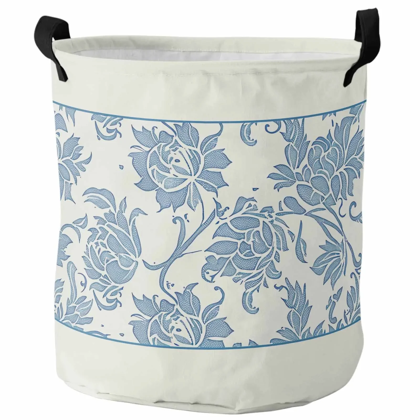 Retro, Hand-Painted Patterns Laundry Basket Portable Foldable Household Laundry Storage Bag Oxford Cloth Dirty Clothes Basket