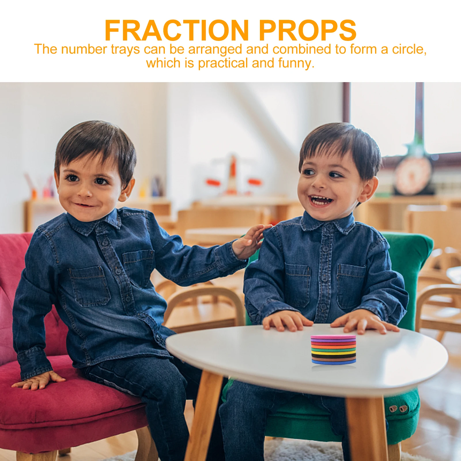 

2 set 2 Sets Fraction Number Trays s Early Education Eva Cognitive Learning Tool Study Accessory Teaching Aids Round