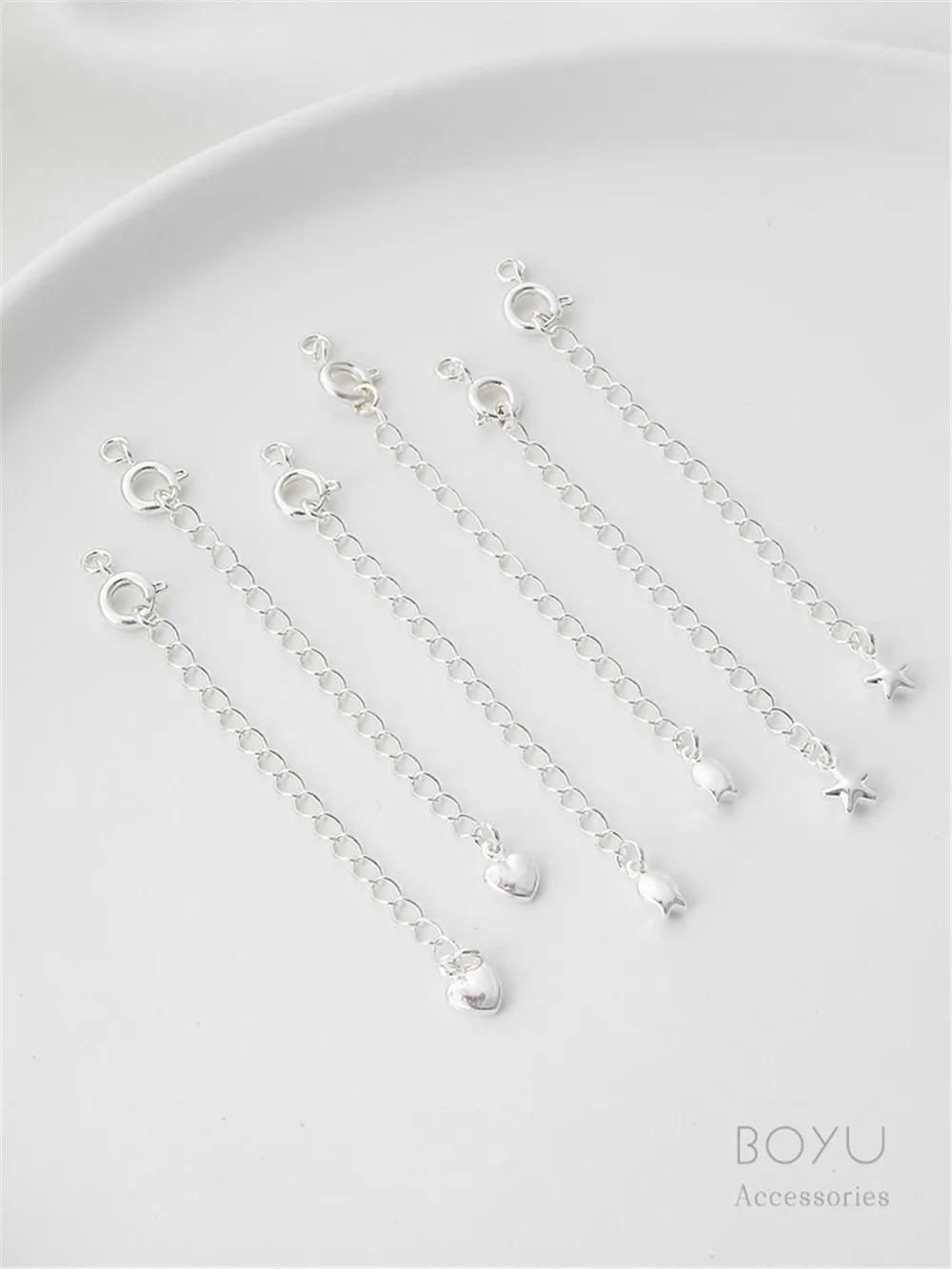 

Copper Plated Thick Silver Spring Buckle Tail Chain DIY Bracelet Necklace Extension Accessory for Jewelry Making