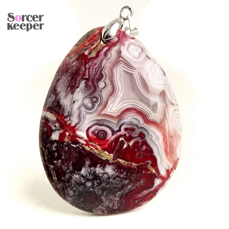 Women & Men Fashion Jewelry Geometric Pendant Necklace With Chain Wholesale Natural Mexico Agate Stone for Jewelry Making BQ492