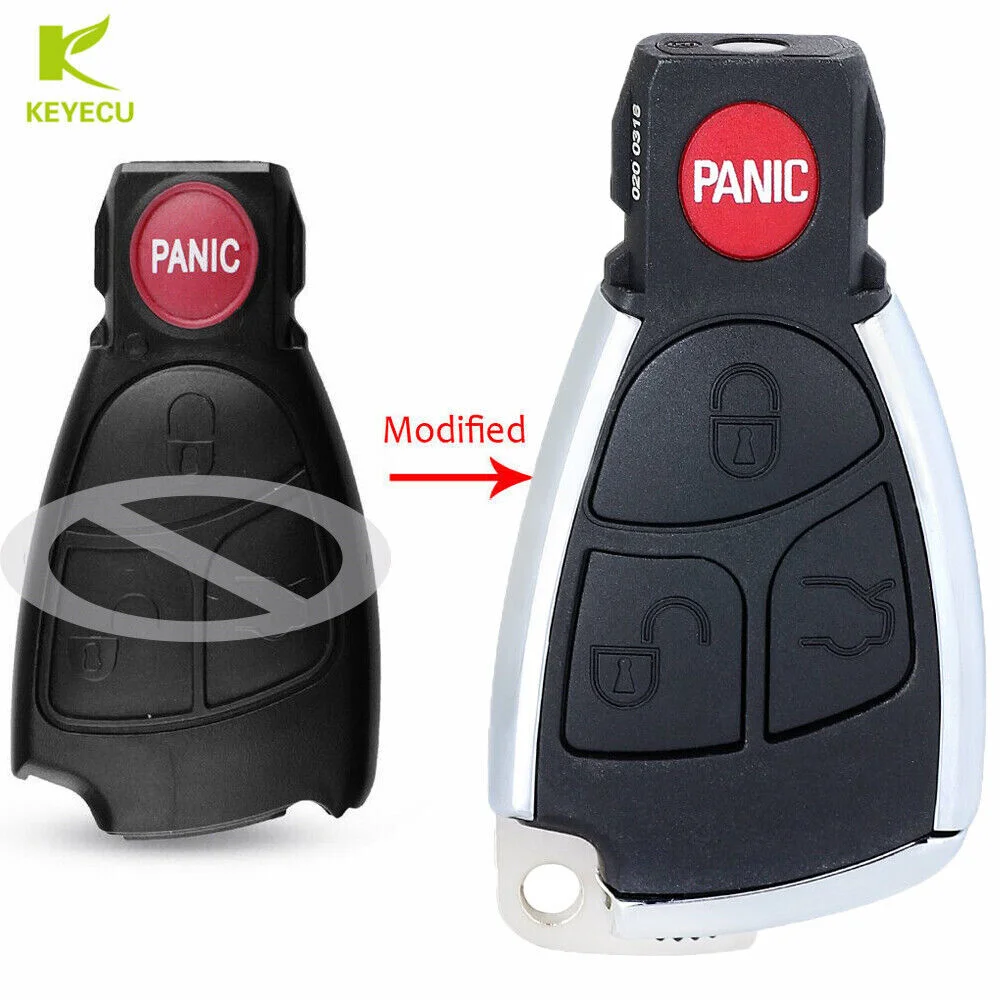 KEYECU Modified New Smart Remote Key Shell Case Fob 3+1 Button for Mercedes-Benz C230 CL500/CLK320 E300/E320/E430/E55 AMG S320