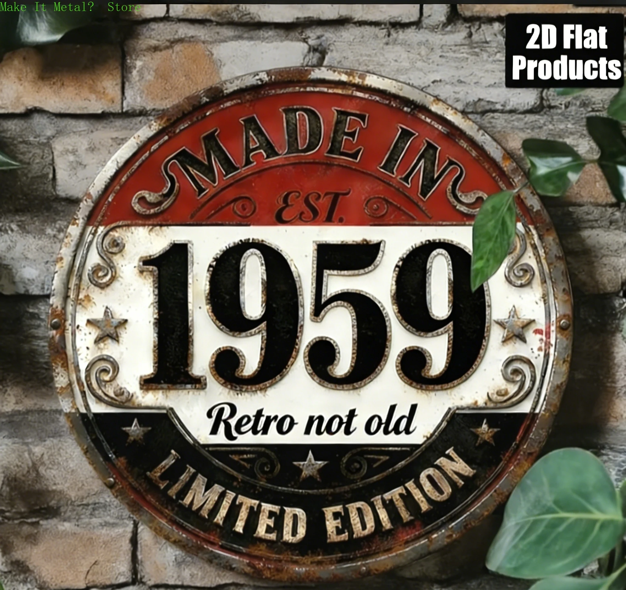Made in 1958 Retro Not Old 2D Flat Round Metal Sign, Limited Edition Vintage Rustic Wall Decor for Home Bar Cafe