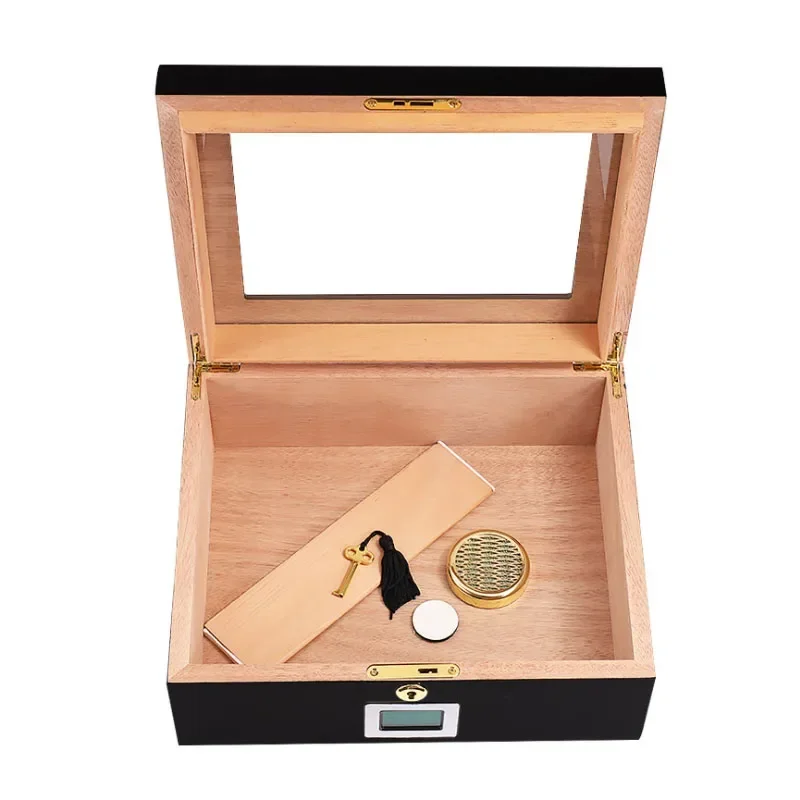 Portable Sealed Cigar Box Humidor Cedar wood Smoke Accesoires orginizer Travel Cigar Case W/ Humidifier Hygrometer