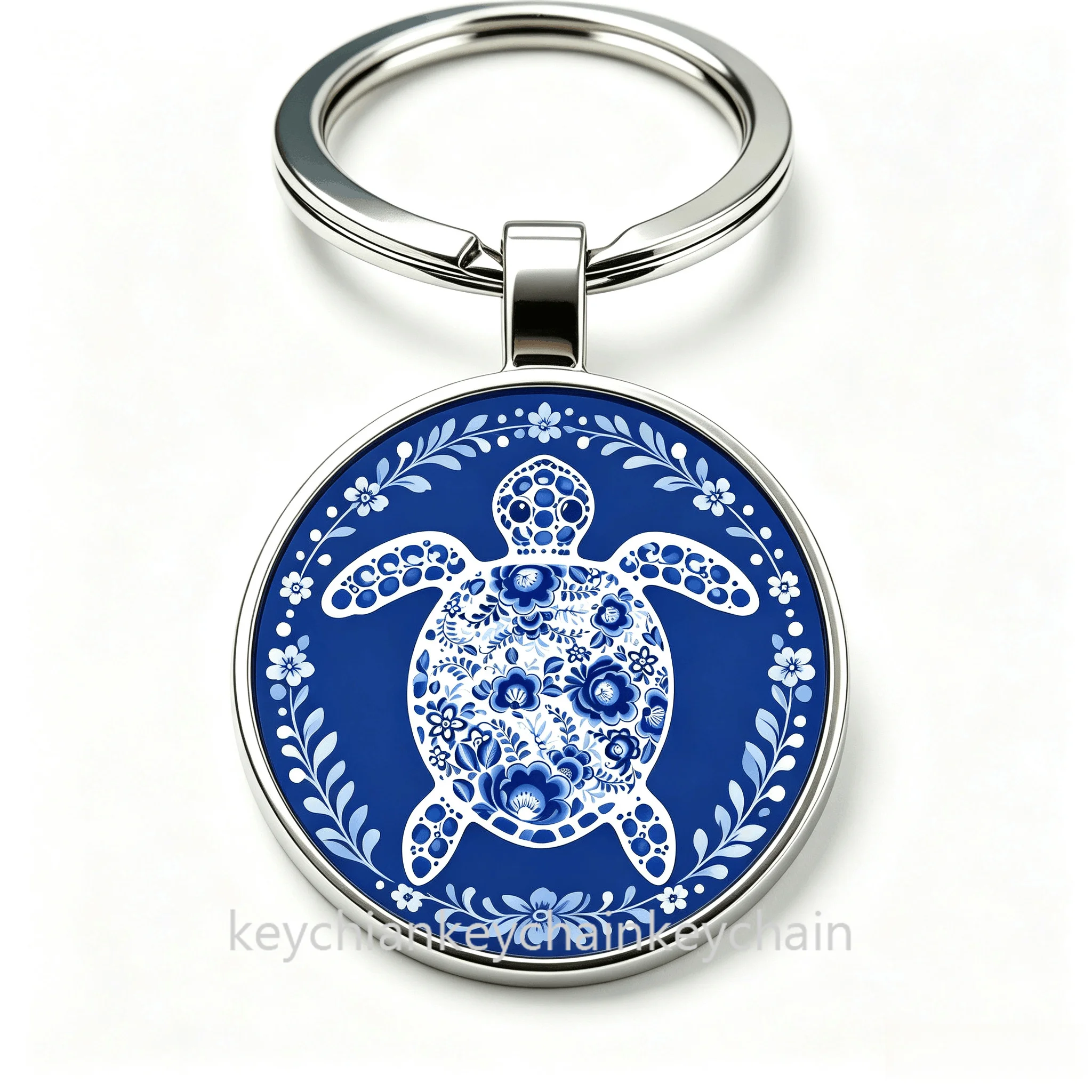 Russia Blue and white sea turtle Keychain Keyring Bag Pendant Gift