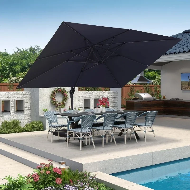 

PURPLE LEAF 10' X 13' Patio Umbrella Outdoor Cantilever Rectangle Umbrella Aluminum Offset Umbrella with 360-degree Rotation
