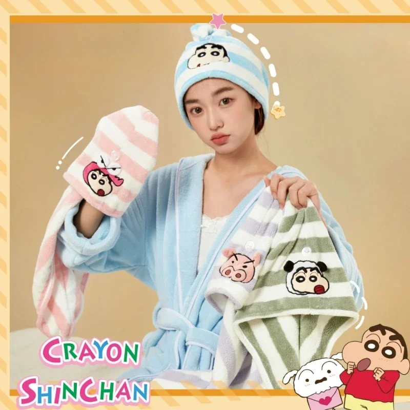 Anime Crayon Shin Chan Dry Hair Cap Girl 1pc Quickly Dry Hair Hat Super Absorbent Soft Bathroom Kids Head Towels Cute Shower Cap