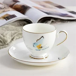 Ceramic Coffee Cups and Saucers Set, Afternoon Flower Tea Mugs, Minimalism Teacup and Tray, Household Office Porcelain
