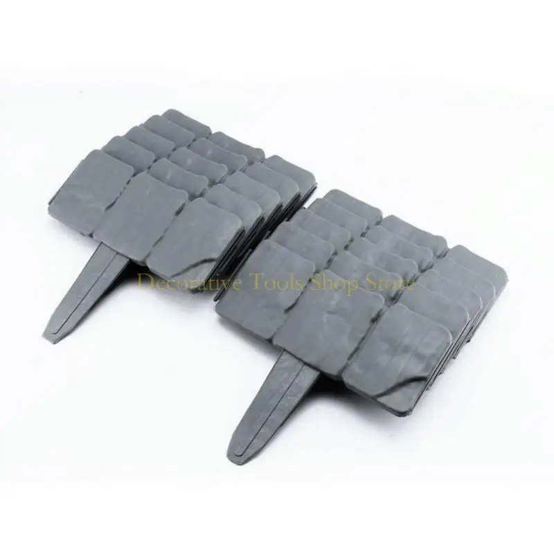 

QX2E 10pcs Garden Fence Border Decorative Flower Bed Edging Cobbled Stone Effect Outdoor Lawn Stakes DIY Palisade Fencing