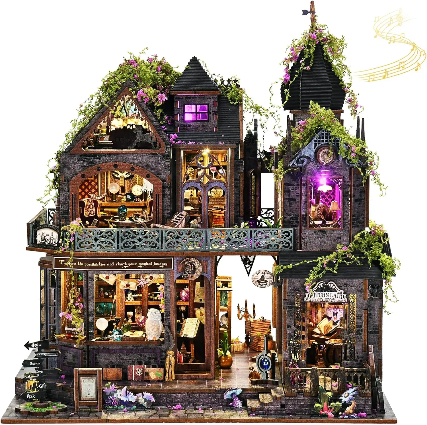 Mini House Kit, DIY Miniature Dollhouse Book Nook for Adult | 3D Wooden Puzzle Booknook with LED Light, Diorama Building Home De