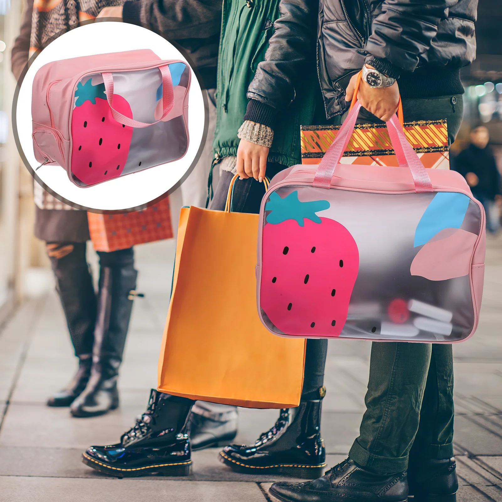 Makeup Storage Bag Waterproof Travel Organizer Lightweight Handle Bag for Clothes Shoes Toiletries Gym Vacation Hiking