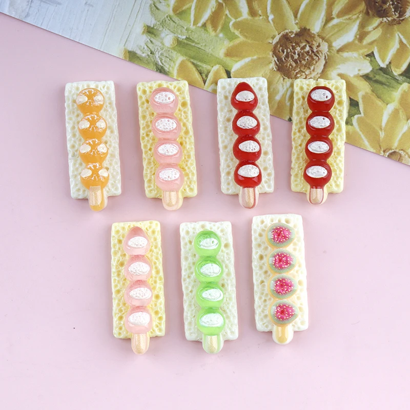 10/100Pcs Simulation Decor Sugar Gourd Skewers Resin Cabochon Fake Food DIY Scrapbooking Craft Miniature Dollhouse Accessories