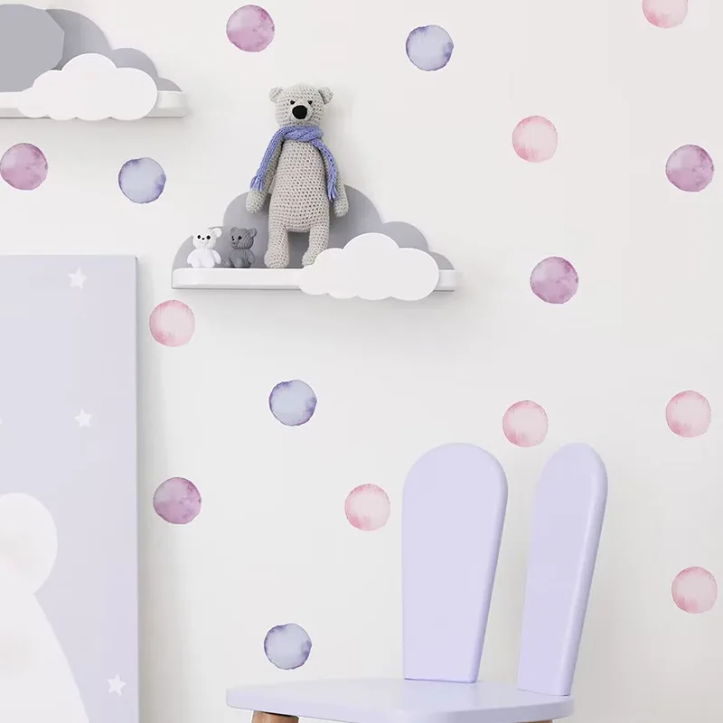 Watercolor Polka Dots Wall Sticker Colorful Dot Decals DIY Self-adhesive Vinyl Murals Nordic Nursery Poster Kids Room Wallpaper