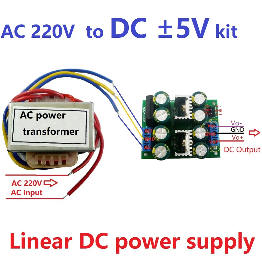 

AD24LOPA 12W AC 220V to Dual DC +-5V 12V 15V AC-DC 78XX 79XX Dual Linear LDO Converter Low Noise Linear Power Supply Kit