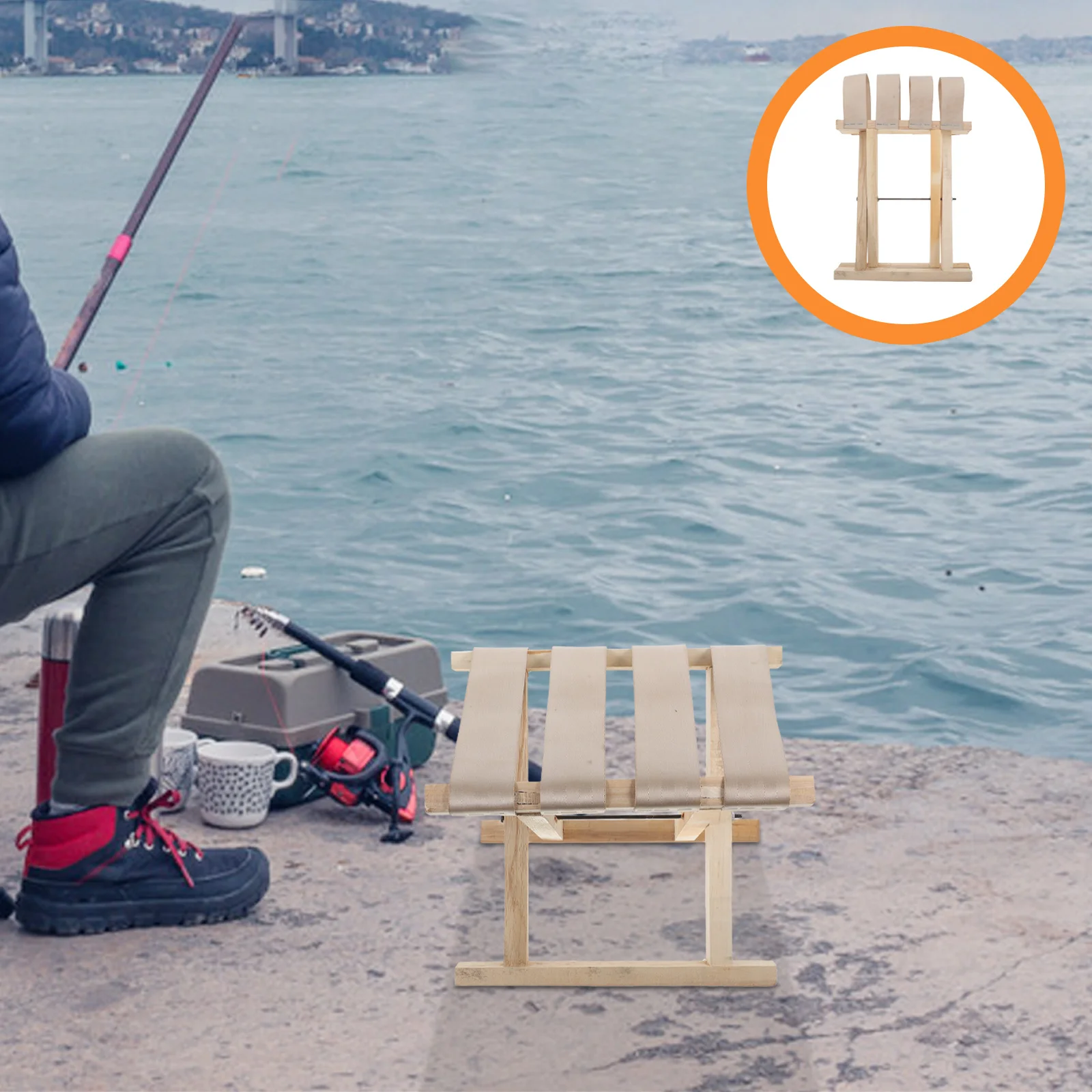 مقعد تخييم قابل للطي كرسي محمول مصنوع من مادة النايلون الخشبية مقعد صغير لصيد الأسماك والنزهات والتخييم سهل الحمل للاستخدام في الهواء الطلق