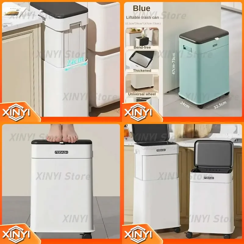Automatic Large Capacity Sensor Smart Waste Bin with Wheel for Home Kitchen Trash Can Transfer Bins Wastebasket