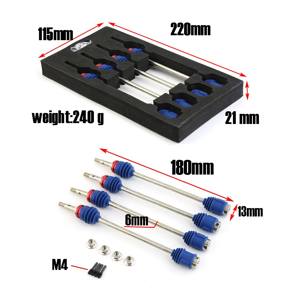 4pcs Steel Front & Rear Drive Shaft Axles #5451R for Traxxas 1/10 E-Revo/E-Maxx/T-Maxx/Revo RC Truck Upgrade Parts