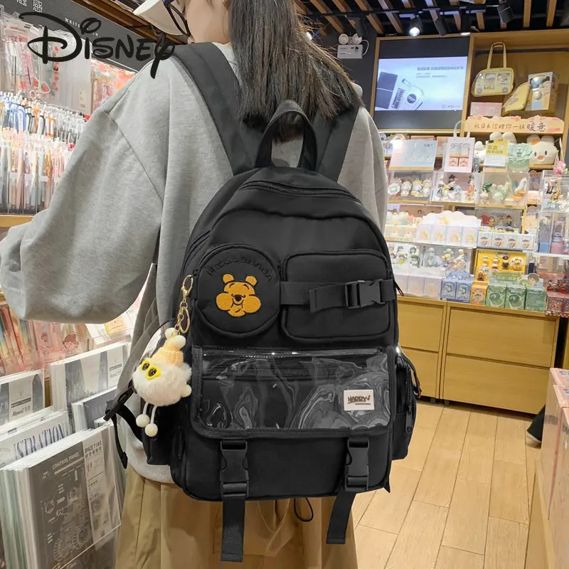 Disney Winnie Bear New Girls' Backpack Fashionable High Quality Student Backpack Popular Small Fresh Large Capacity Backpack