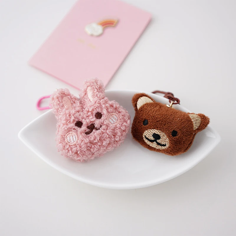 Cute Plush Bear Keyring For Women Girls Cartoon Rabbit Kawaii Keychain Unique Design Car Keys Chains