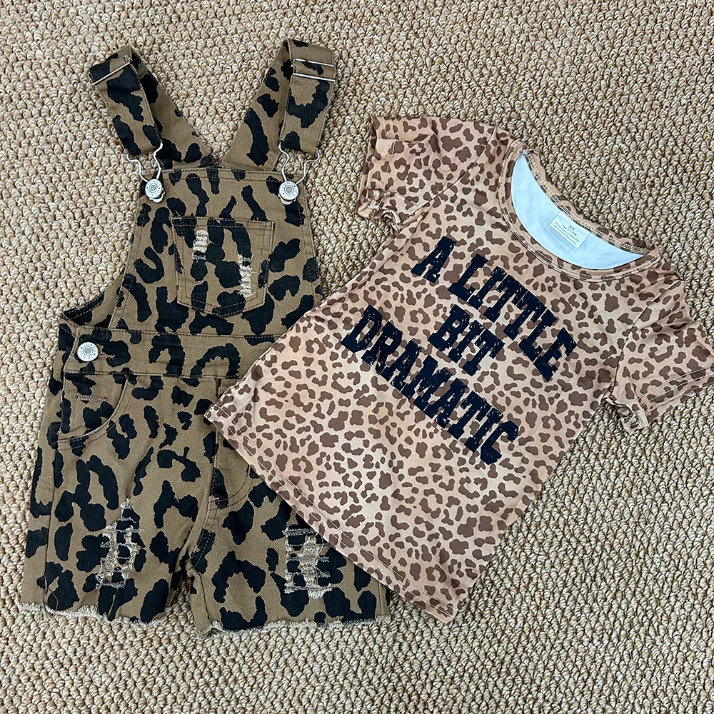

BT0219+SS0018 Wholesale baby boy clothes leopard short sleeve denim shorts sets Summer Boutique sets kids clothes boys