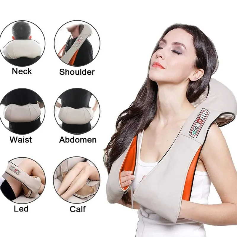 

U Shape Electrical Shiatsu Back Neck Shoulder Body Massager Infrared Heated 4D Kneading Car/Home Massage Shawl Device