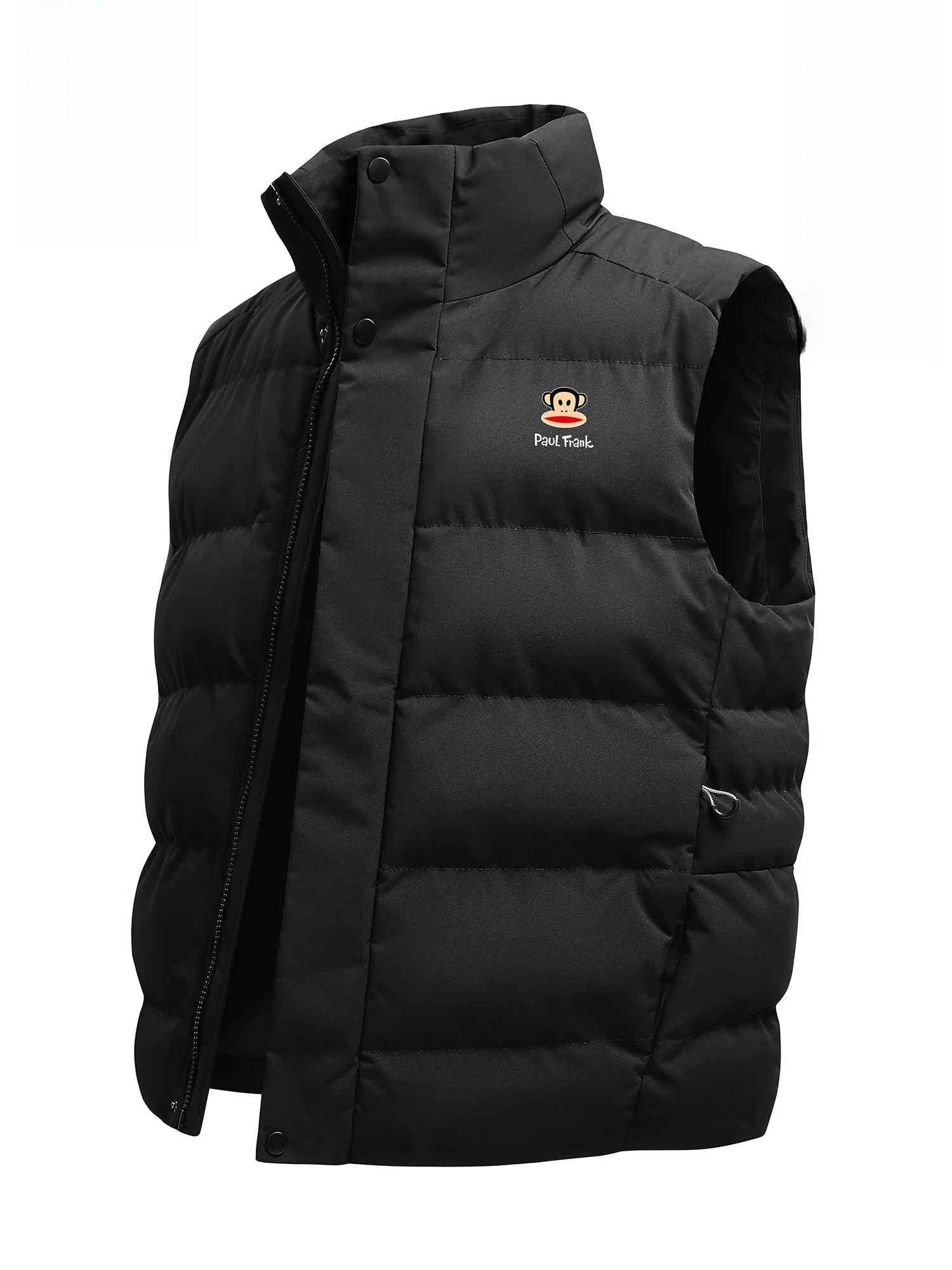 

Мужской жилет Paul Frank: теплый, свободный, повседневный, однотонный, с воротником, из полиэстера, с декоративной молнией