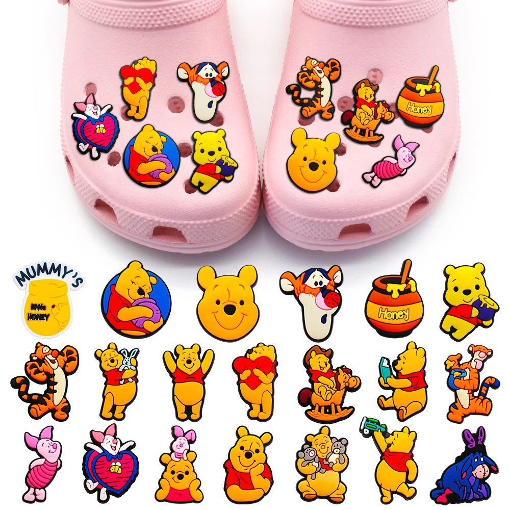 New MINISO 1PCS Disney Cute Cartoon Pooh Bear DIY Tigger Sandal Shoe Charms PVC Accessories Decorate Kids Boys X-mas Party Gifts