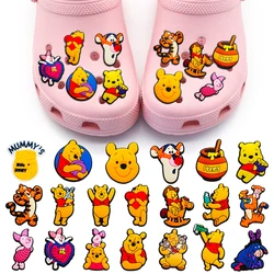 New MINISO 1PCS Disney Cute Cartoon Pooh Bear DIY Tigger Sandal Shoe Charms PVC Accessories Decorate Kids Boys X-mas Party Gifts