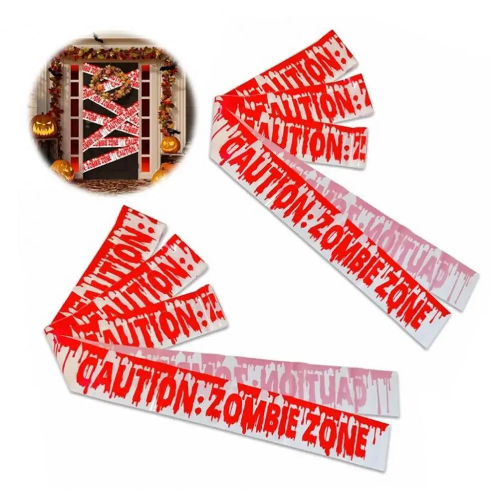 Atmosphere Halloween Tape Spooky Halloween Warning Tape Set for Party Decoration Atmosphere Prop Signs Banner for Halloween