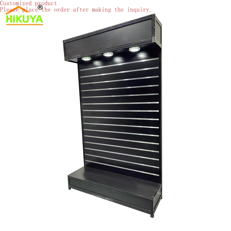 Custom.Hot Sale LED Slatwall Display Stand With Aluminum Inserts Sltawall Gondola for Cloth Store
