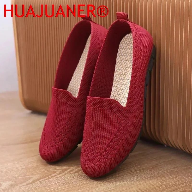 2025 Mesh Breathable Sneakers Women Breathable Light Slip on Flat Casual Shoes Ladies Loafers Socks Shoes Women Zapatillas Mujer