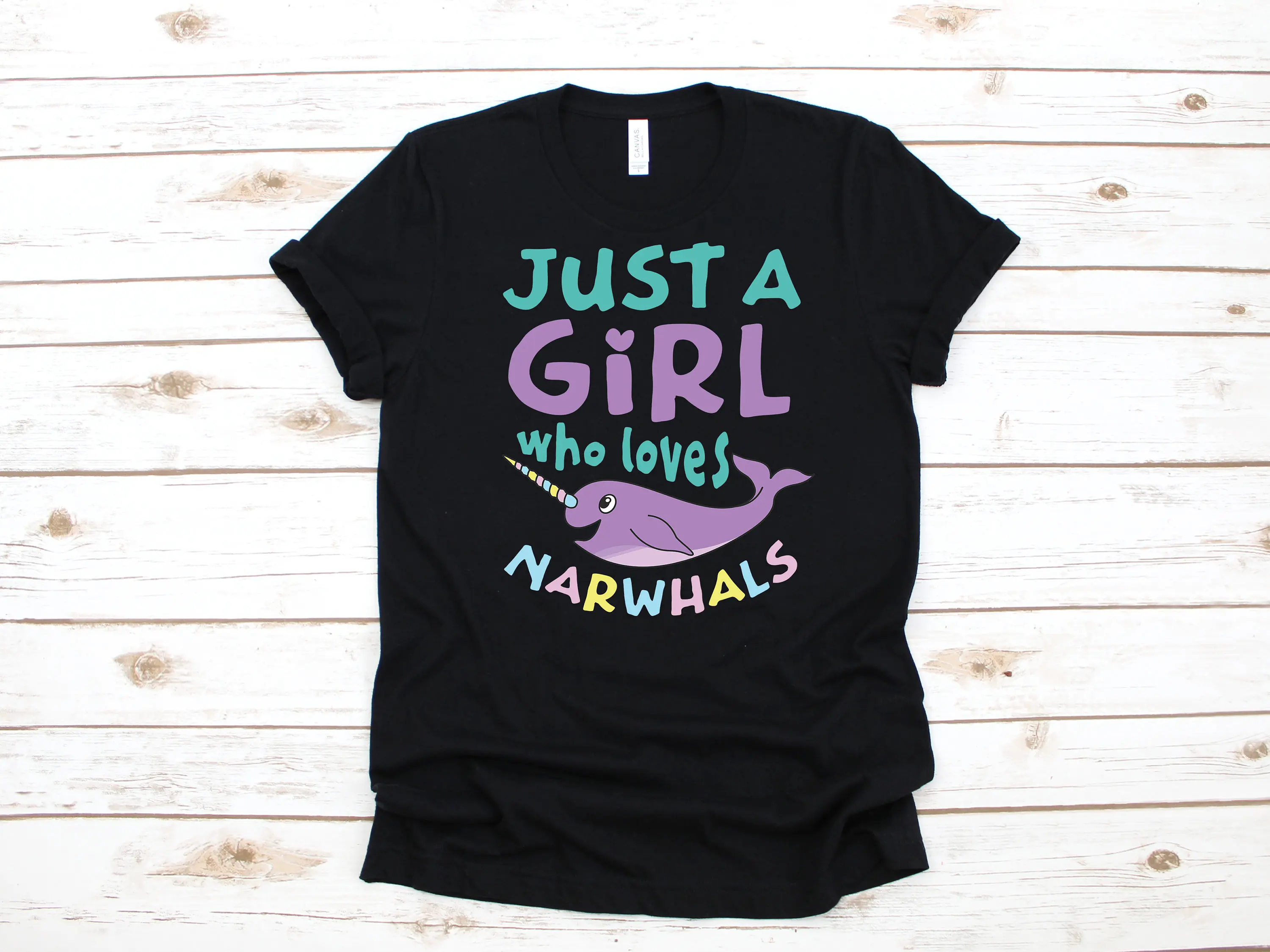 

Girl Who Loves Narwhals T Shirt Cute Narwhal Long Sleeve Sweat