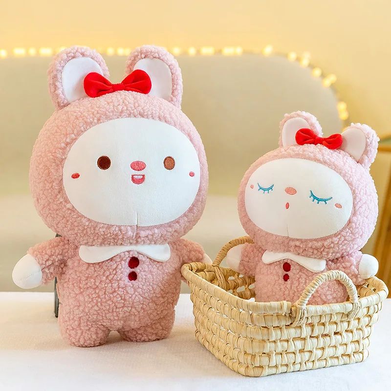 Kawaii Cherry Blossom Rabbit Plush Toy Cute Stuffed Bunny Doll Soft Pillow Gift for Boys and Girls Birthday Best Present