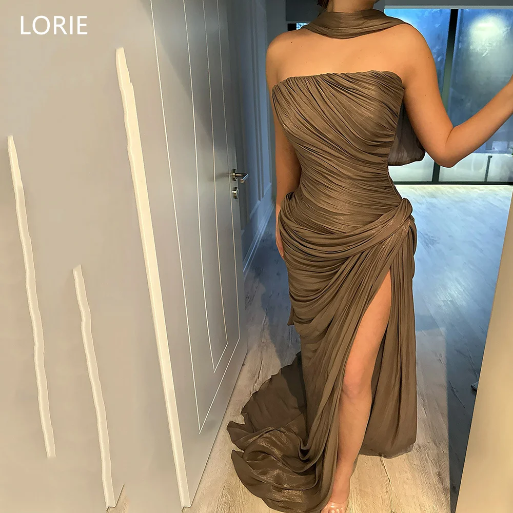 فستان سهرة أنيق من LORIE طيات بدون حمالات بدون أكمام فساتين حفلات Sxey بفتحة جانبية حورية البحر فساتين حفلات مخصصة