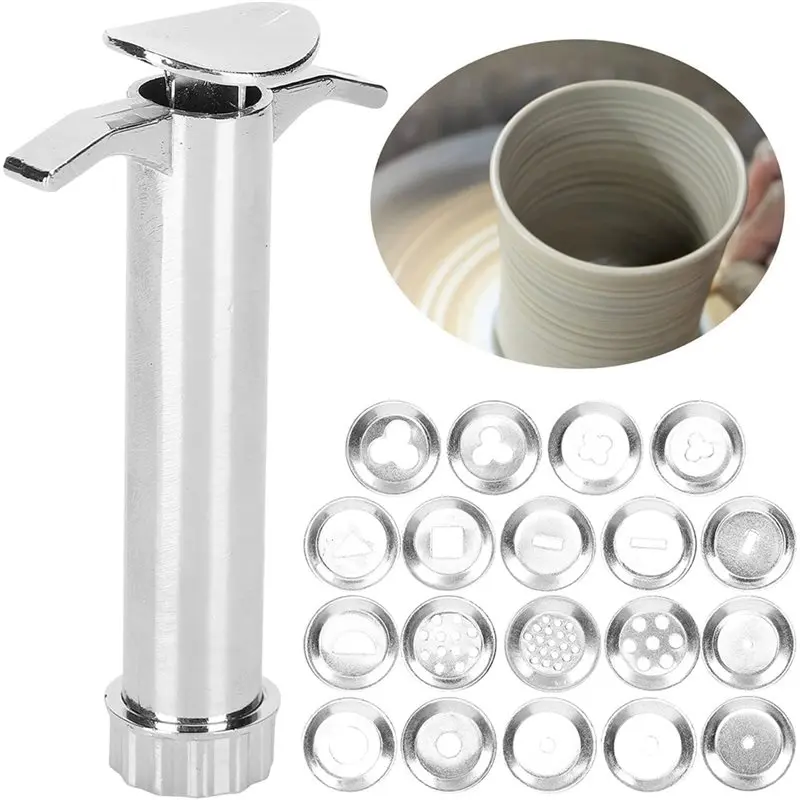 AWAH Sculpture Tool For Clay Crafting, Multifunction Mud Extruder For Clay Extruder Set With 19 Tip Molds