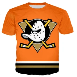 Sports Mighty Duck Helmet Print Short-sleeved T-shirt Half-sleeved Summer Casual Oversized T-shirt Men's Top Cute Shirt Hip Hop