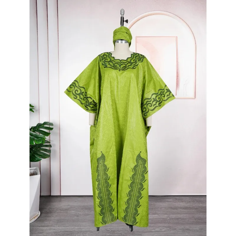 

Африканский наряд для женщин, элегантное вечернее церковное платье больших размеров с вышивкой Bazin Riche