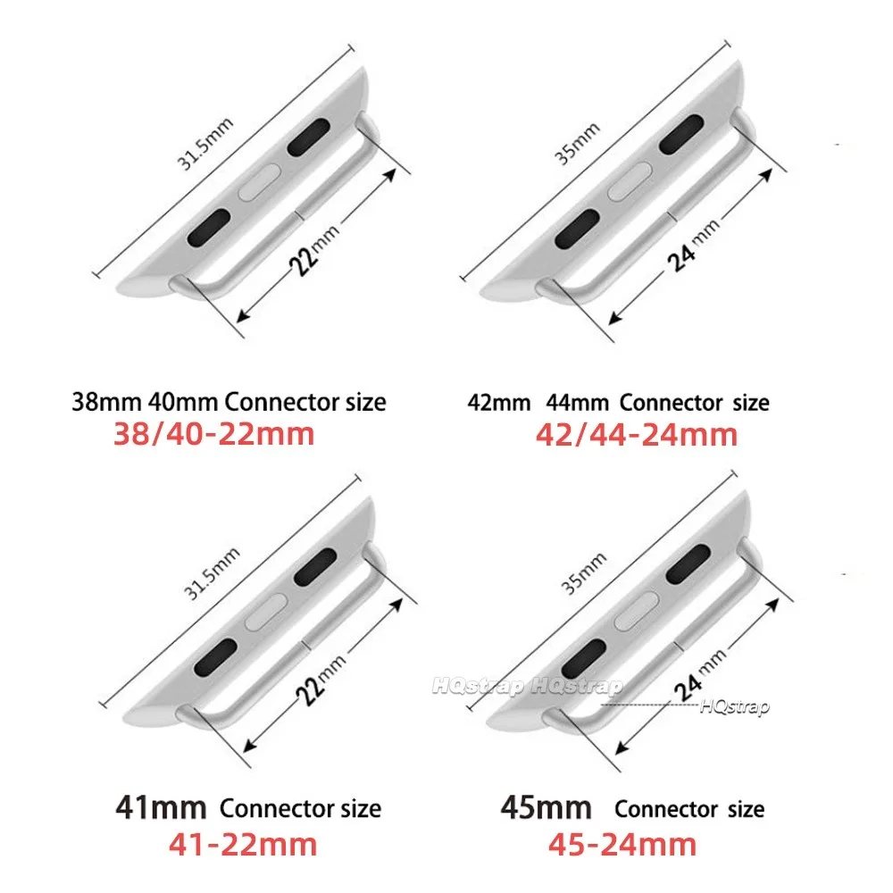 Classic Connector Adapter for Apple Watch Band Series 9 8 7 6 5 SE Stainless Steel Band Connectors for 44mm 40mm 41mm 45mm 38 42