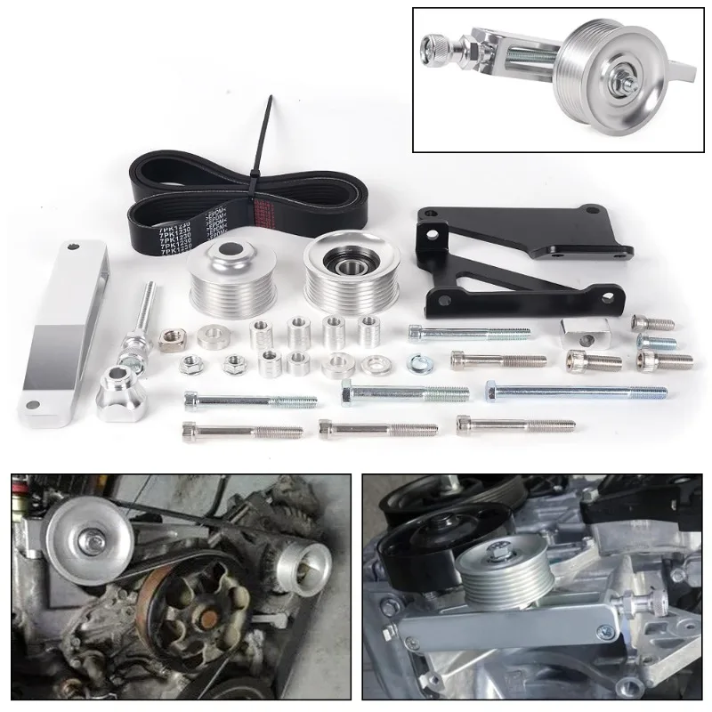 Auto Modification Parts For Honda K20 K24 Engine A/C P/S Eliminator Remove Pulley Kit