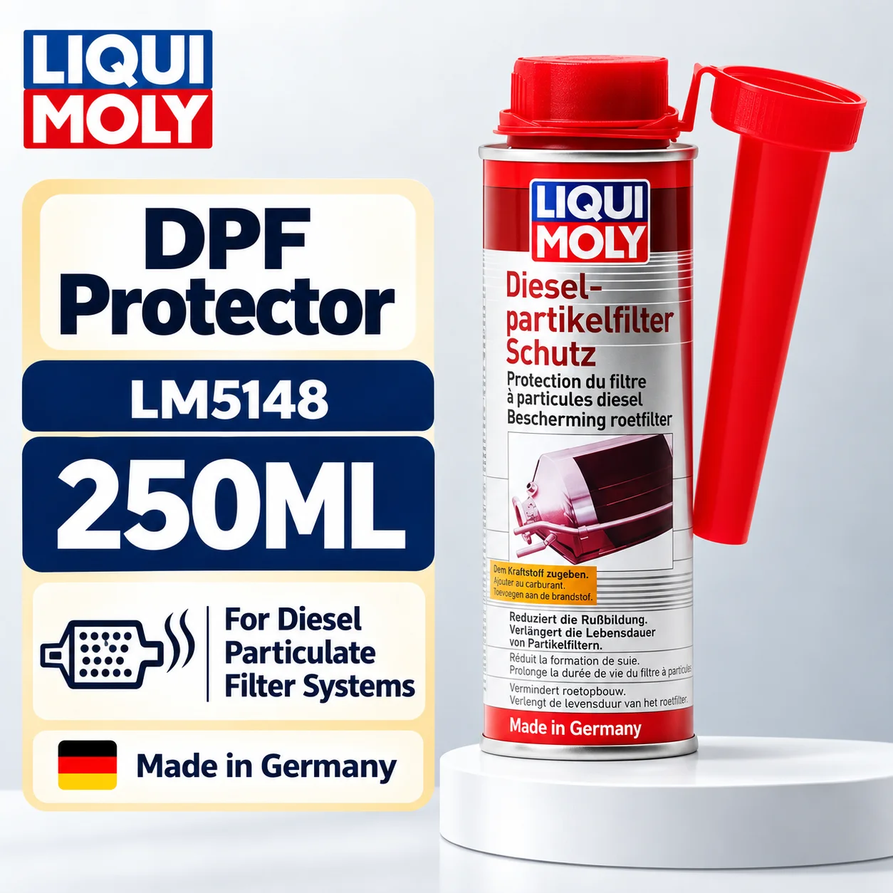 LIQUI MOLY 5148 Diesel DPF Protector Fuel Additive Soot Reduction Regeneration Aid for Diesel Particulate Filter Vehicles 250ml
