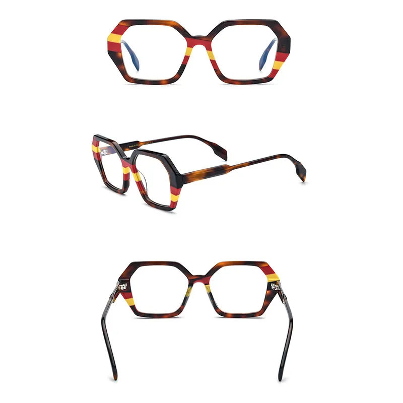 

Belight Optical Combo Color Colorful Big Irregular Shape Acetate Women Vintage Spectacle Frame Prescription Lens 19258