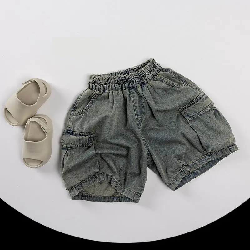 

2025 Summer New Children Denim Shorts Fashion Girls Casual Pants Kids Vintage Distress Jeans Boys Loose Shorts Baby Clothes